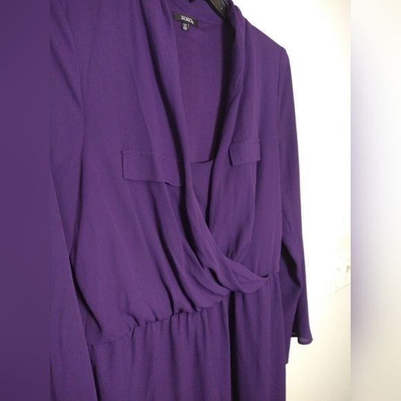 XOXO Long Sleeve Purple Faux Wrap Dress Party Modern Office Dress Size XXL - Picture 5 of 8